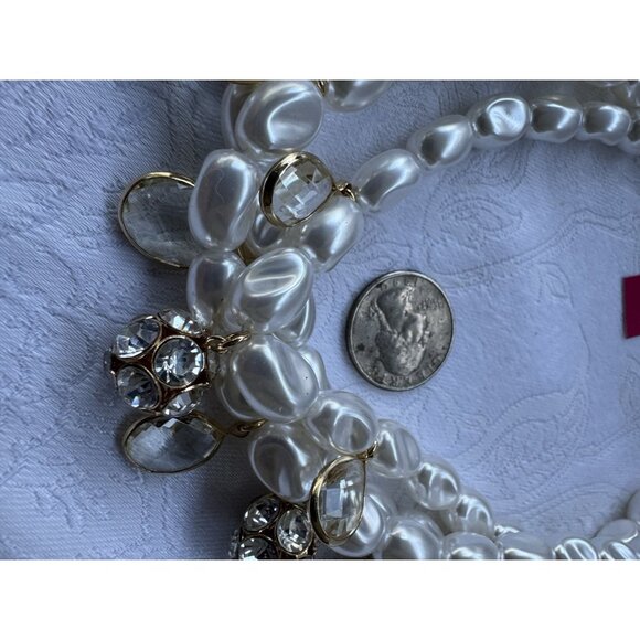 Lilly Pulitzer Goldtone Charm Layered Pearls Statement Necklace NEW - Picture 9 of 13